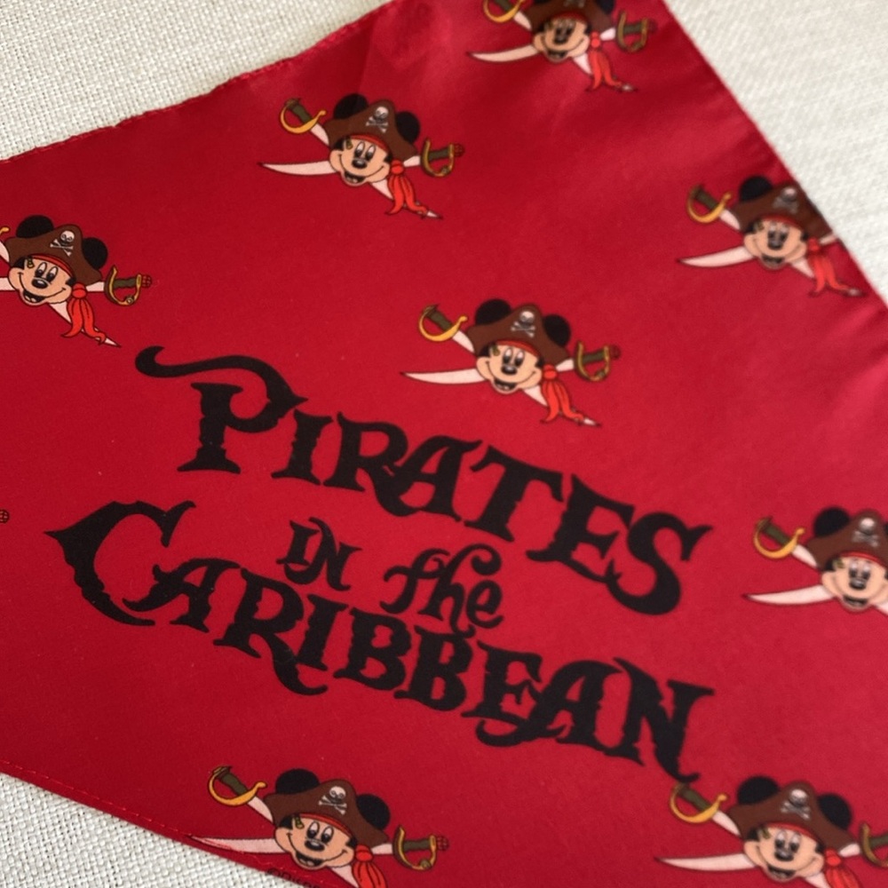 Disney Pirates of The Caribbean Red Bandana with Mickey Mouse Graphics - - Picture 2 of 7